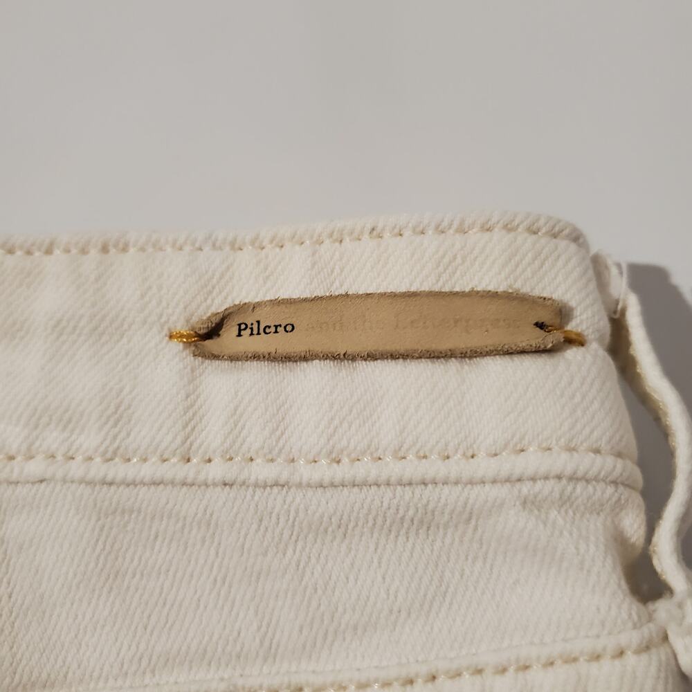 Pilcro and the Letterpress Anthropologie Stet Cuffed White Jean Shorts Womens 26 - Picture 7 of 12